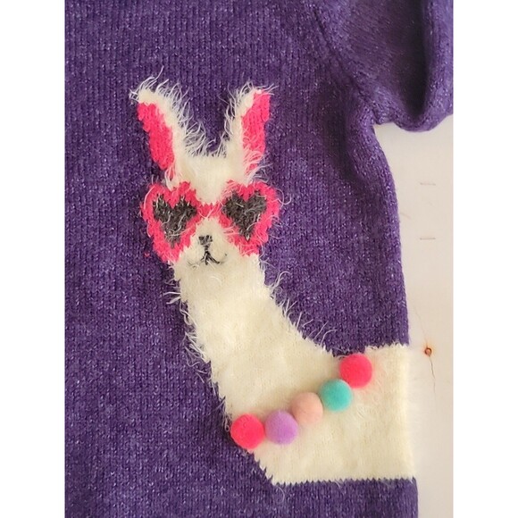 New Cat & Jack Girls 2T Long Sleeved Sunglass Wearing Fluffly Llama  Sweater - Picture 2 of 5